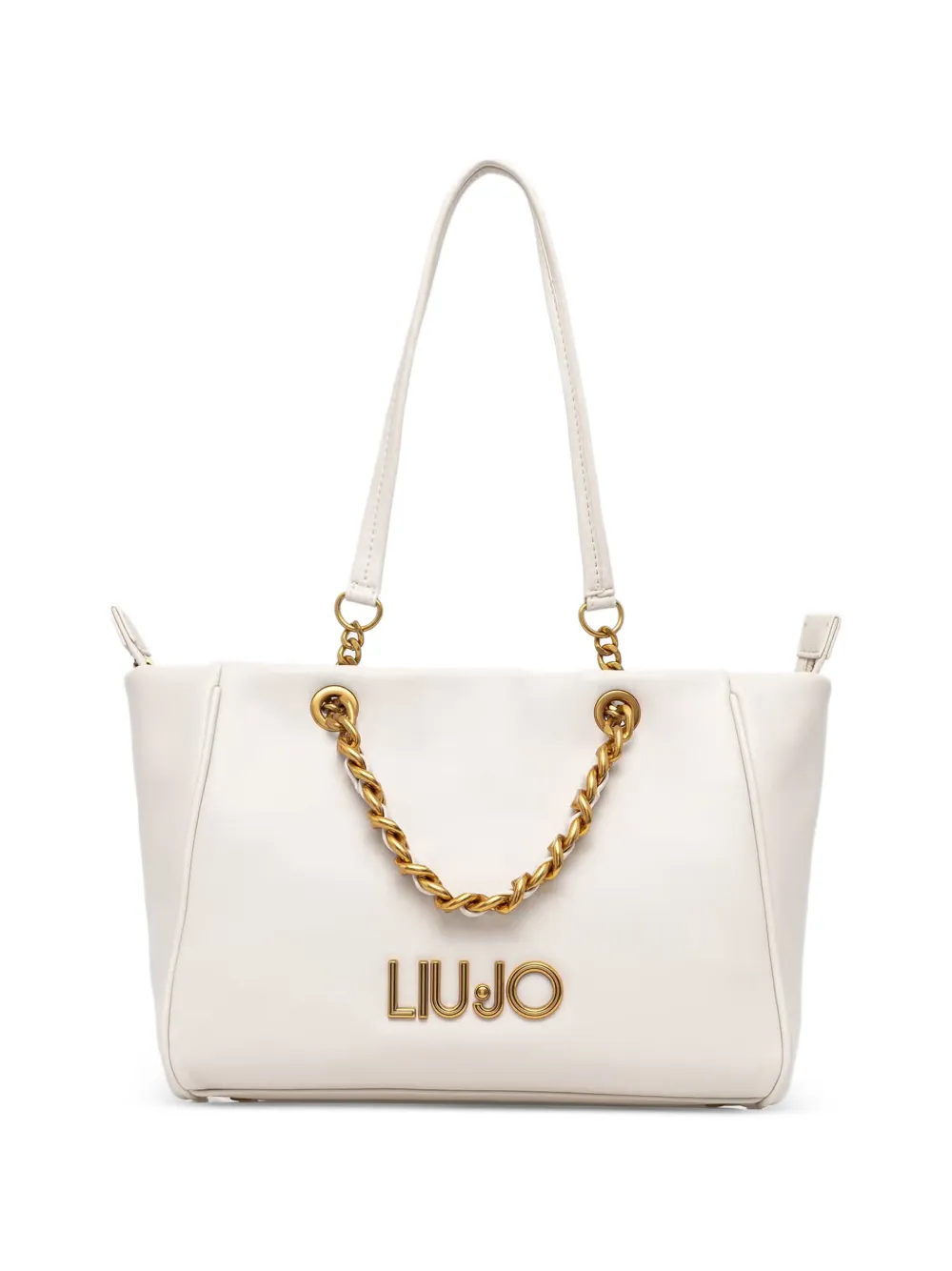 LIU JO logo-plaque chain-link tote bag - Bianco