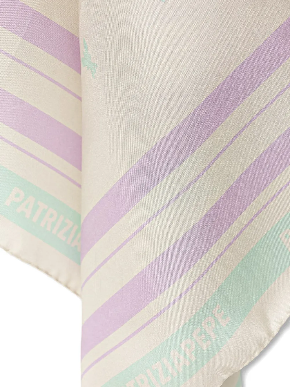 Patrizia Pepe Gestreepte sjaal met patroon en logoprint Beige