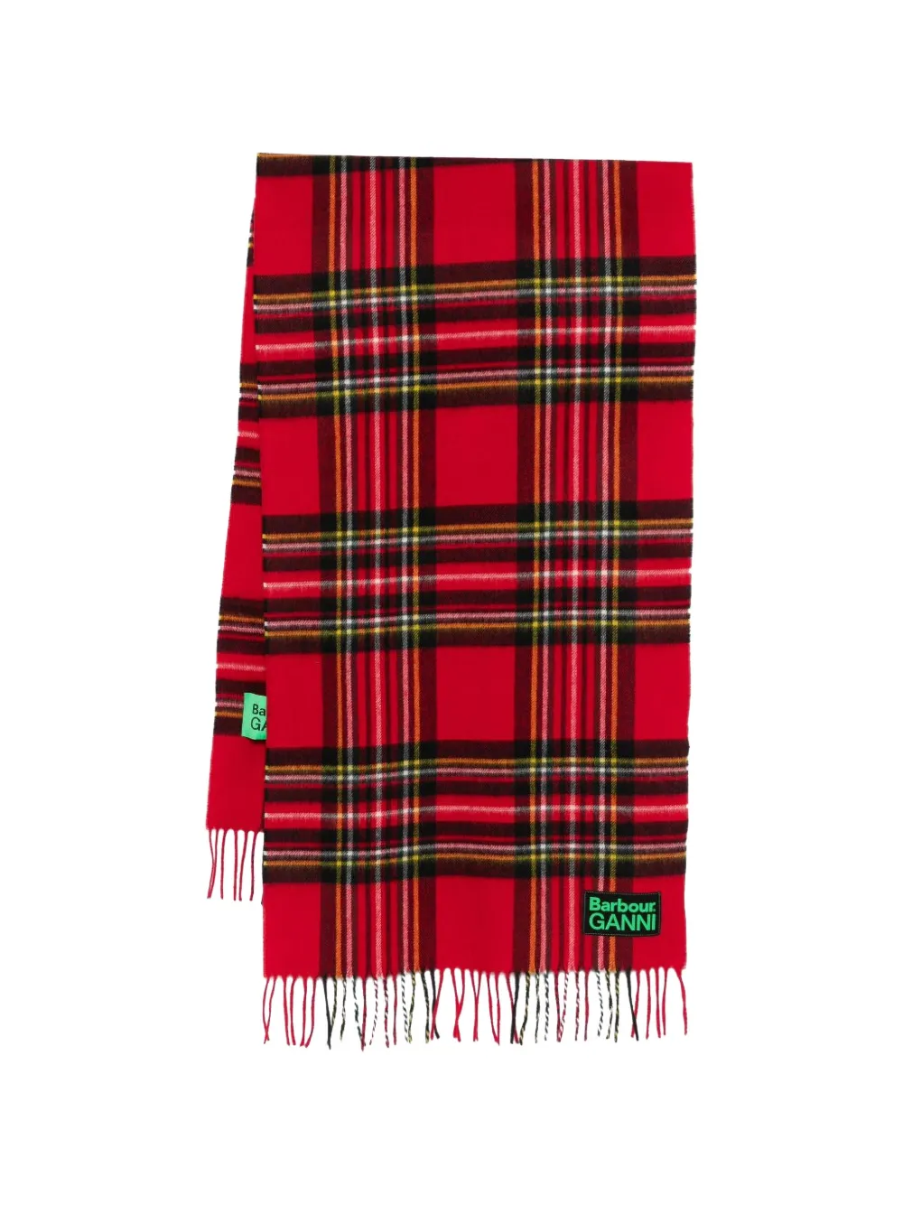 Barbour x GANNI check fringed scarf - Rosso