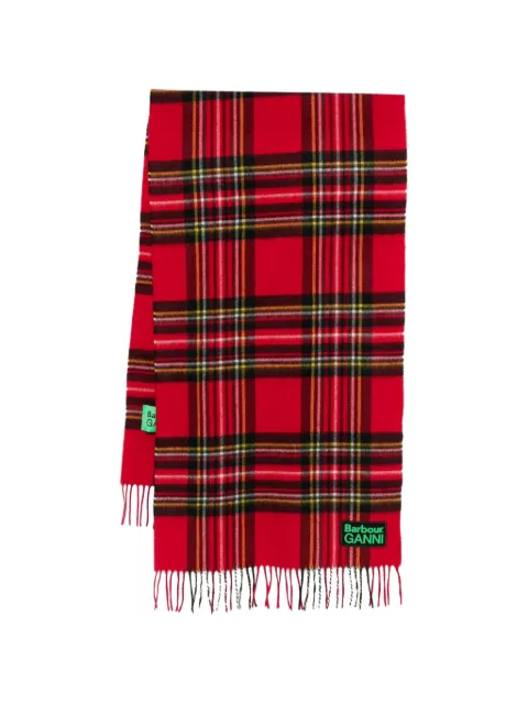 Barbour x GANNI check fringed scarf