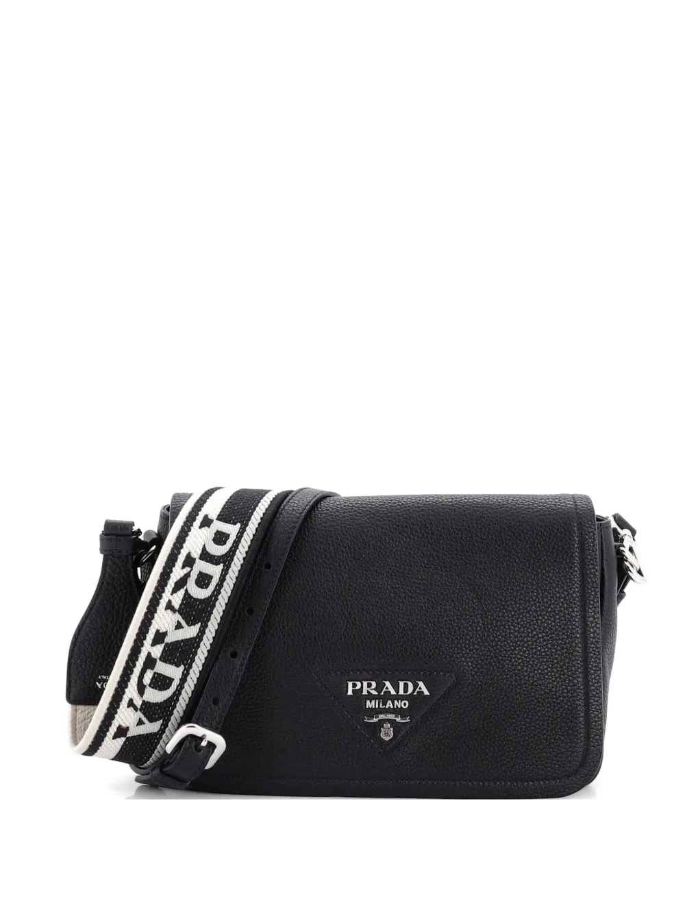 Prada Pre-Owned Flou Flap Vitello Daino Small shoulder bag - Nero