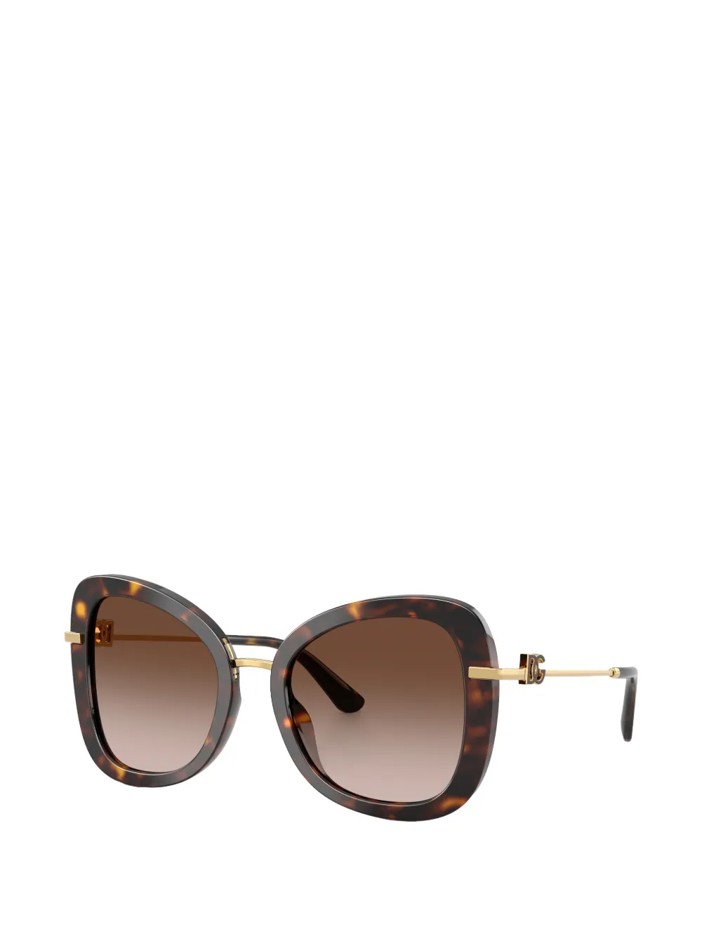 Dolce & Gabbana Eyewear Zonnebril met geometrisch montuur met schildpadschild design Bruin