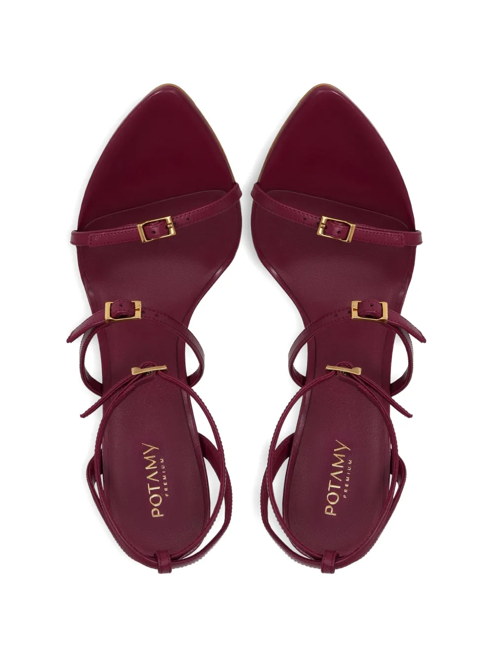 POTAMY Leren sandalen met gespbandje Rood