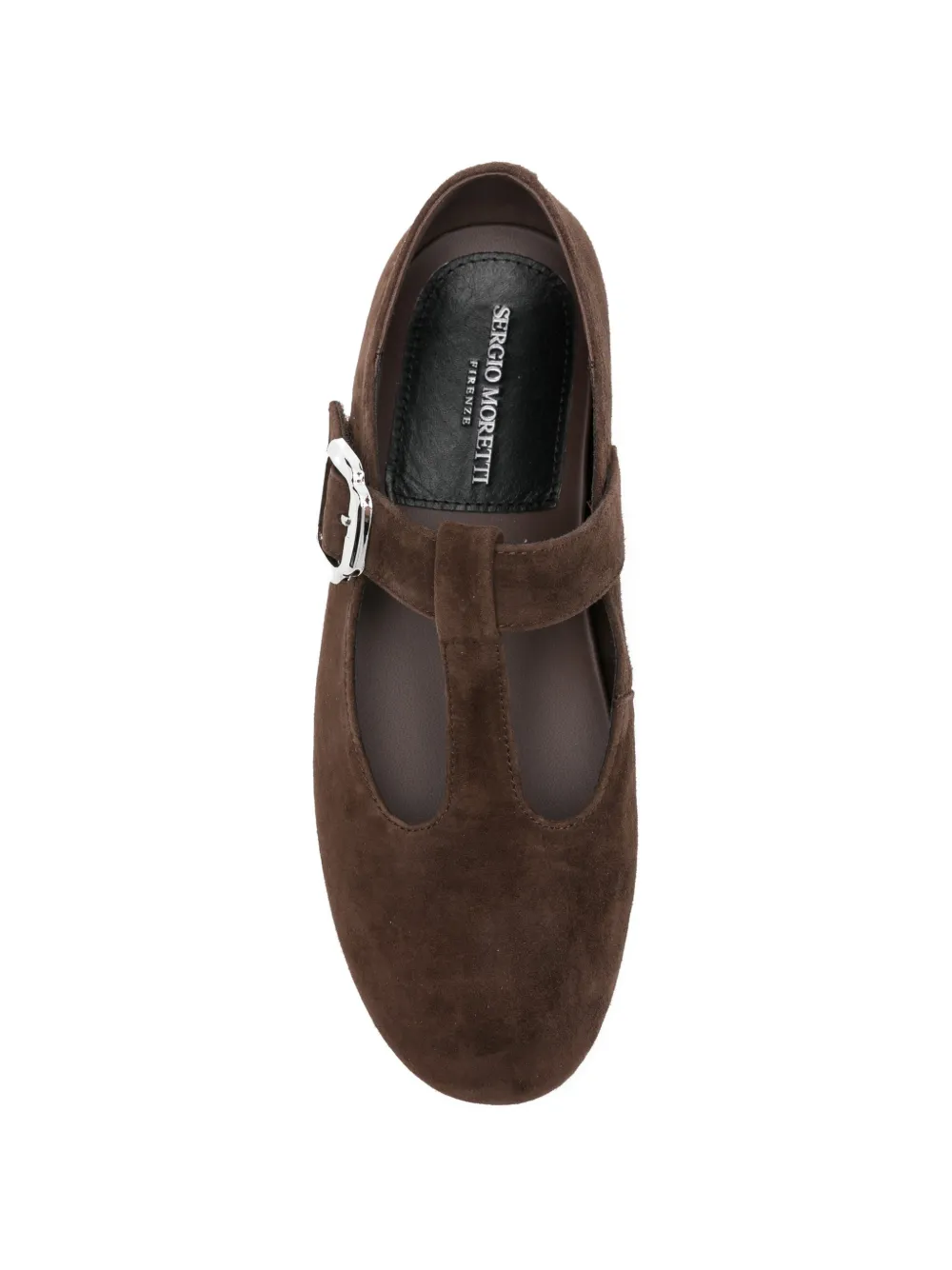 SERGIO MORETTI FIRENZE T-bar buckle-fastening ballet flats Bruin
