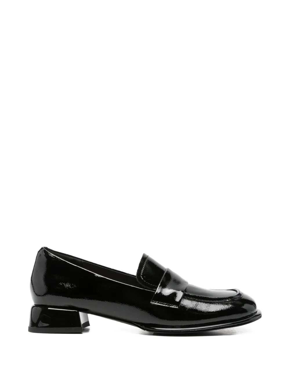 SERGIO MORETTI FIRENZE patent-finish square-toe loafers - Nero