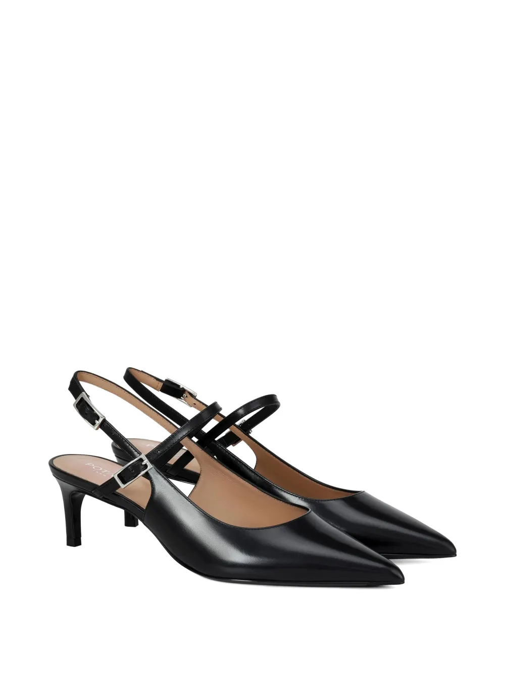 POTAMY Leren pumps met gespbandje Zwart