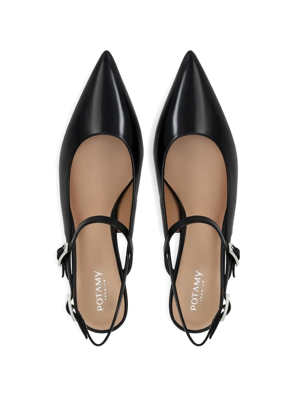 POTAMY Leren pumps met gespbandje Zwart