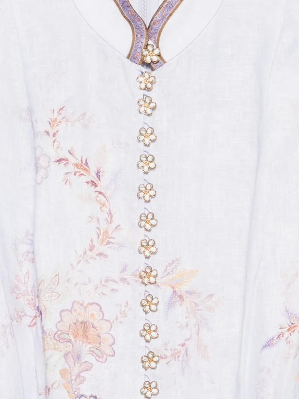 ZIMMERMANN Luna linnen maxi-jurk met bloemenprint Blauw