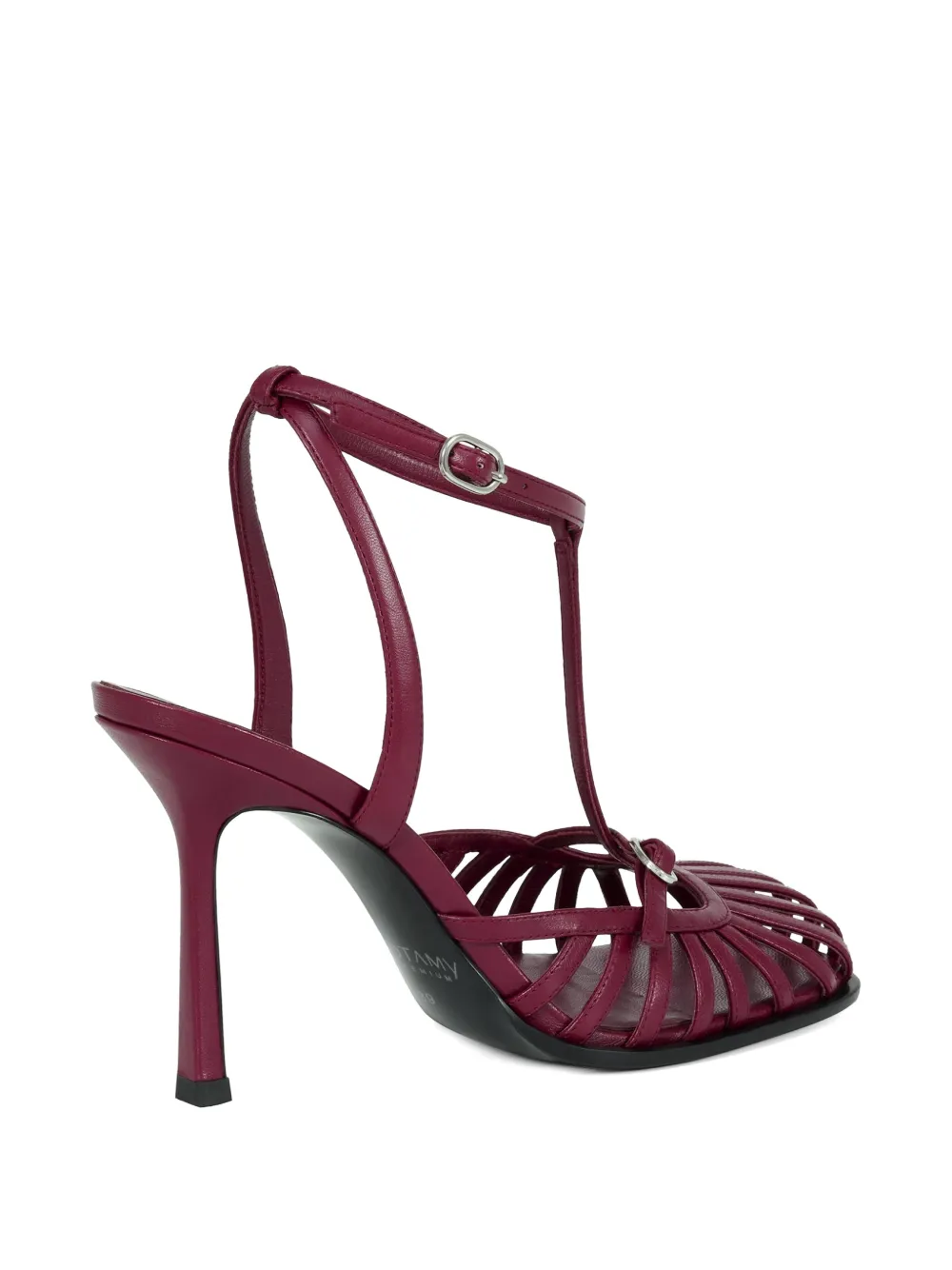 POTAMY Gekooide leren pumps met T-bandje Roze