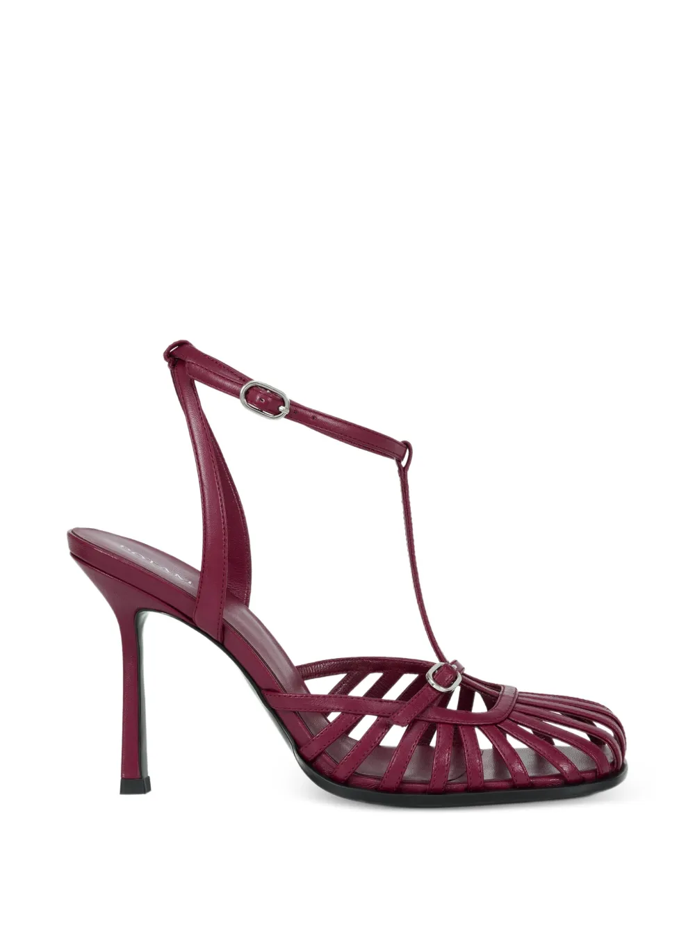 POTAMY Gekooide leren pumps met T-bandje Roze