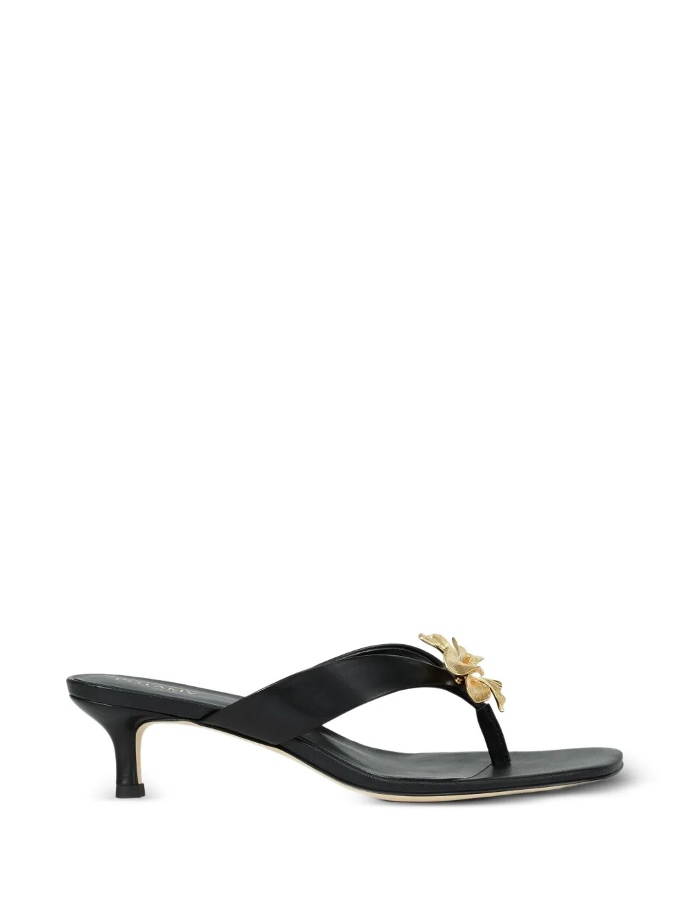 POTAMY floral leather flip-flops - Schwarz