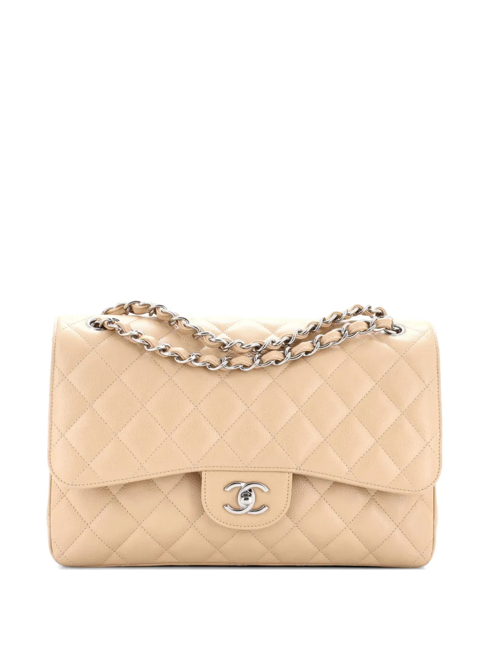 CHANEL Pre-Owned Classic Double Flap Bag Quilted Caviar Jumbo shoulder bag - Toni neutri