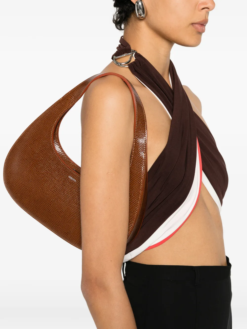 Coperni Slim Swipe schoudertas met hagedissenprint Bruin