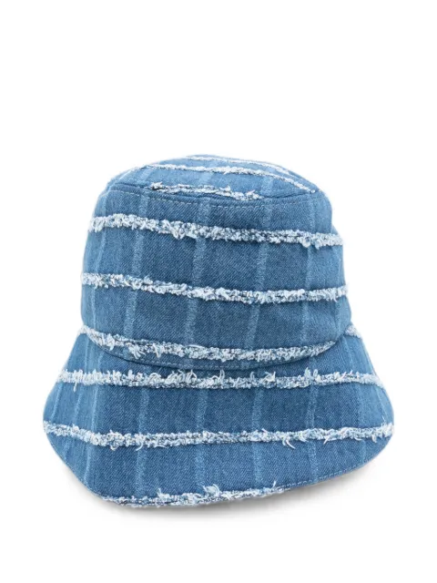 Bonsai check-pattern frayed bucket hat