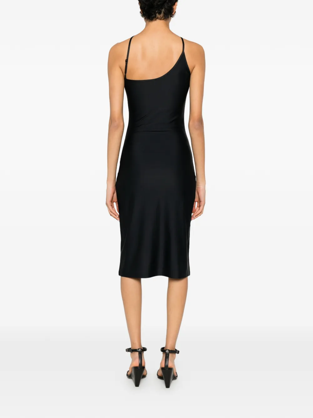 Coperni Asymmetrische midi-jurk met C-logo Zwart