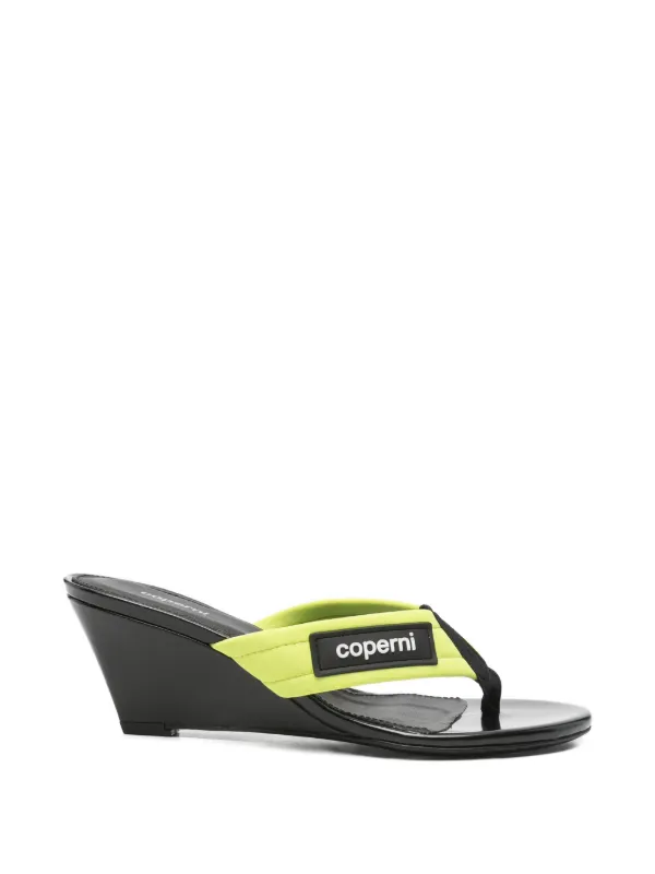 Coperni Lift Thong Wedge Sandals in Green