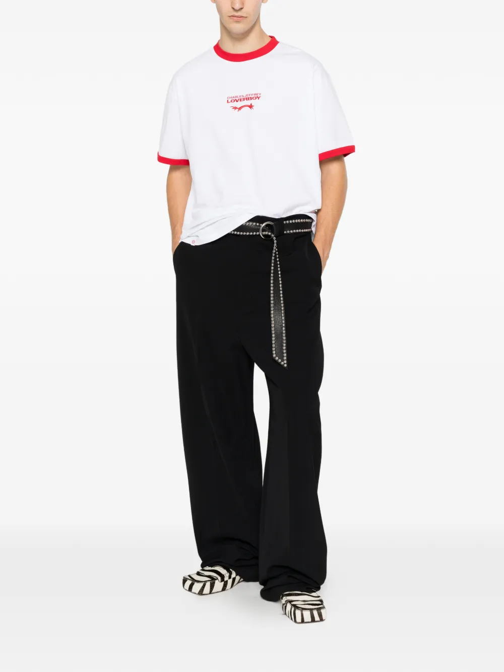 Charles Jeffrey Loverboy Ringer T-shirt met geborduurd logo Wit