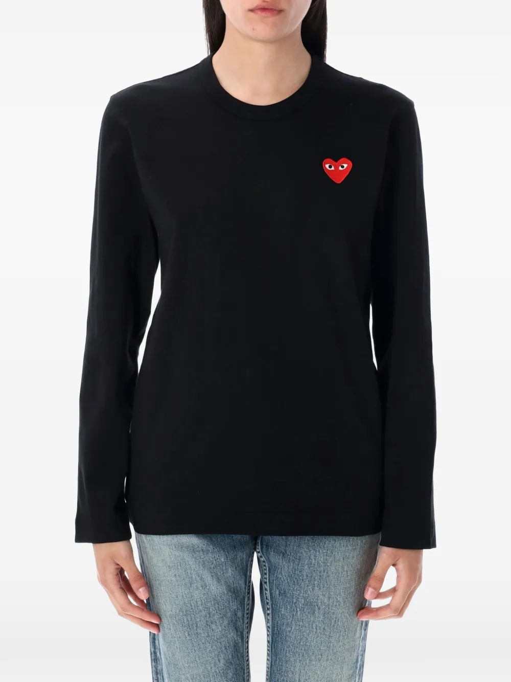Comme Des Garçons Play heart-embroidery long-sleeved T-shirt - Nero