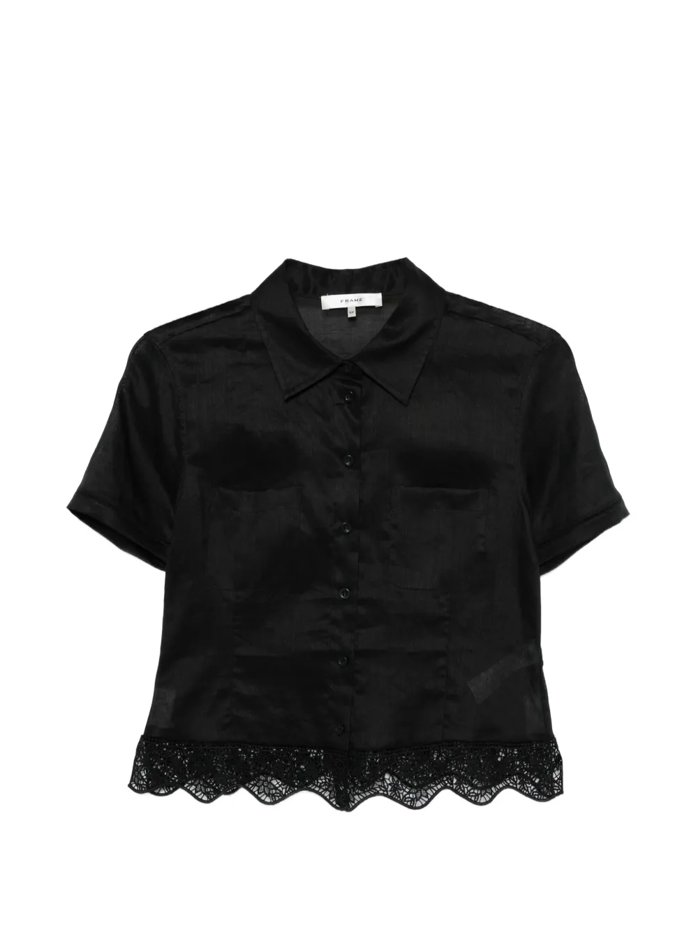 FRAME Seaside lace-trim short-sleeve shirt - Schwarz