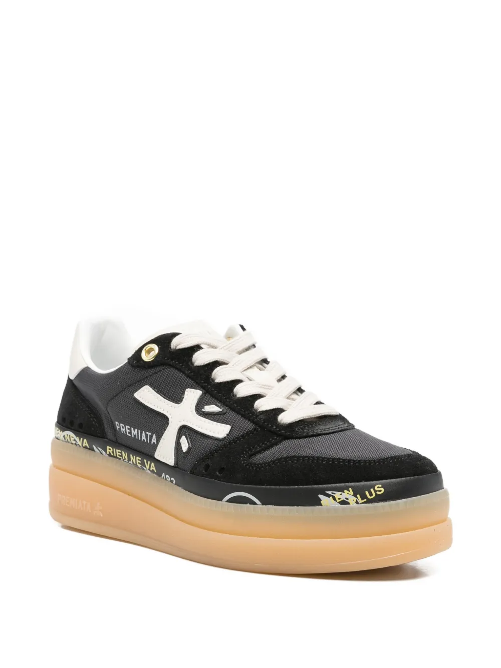 Premiata Micol logo-patch sneakers Zwart