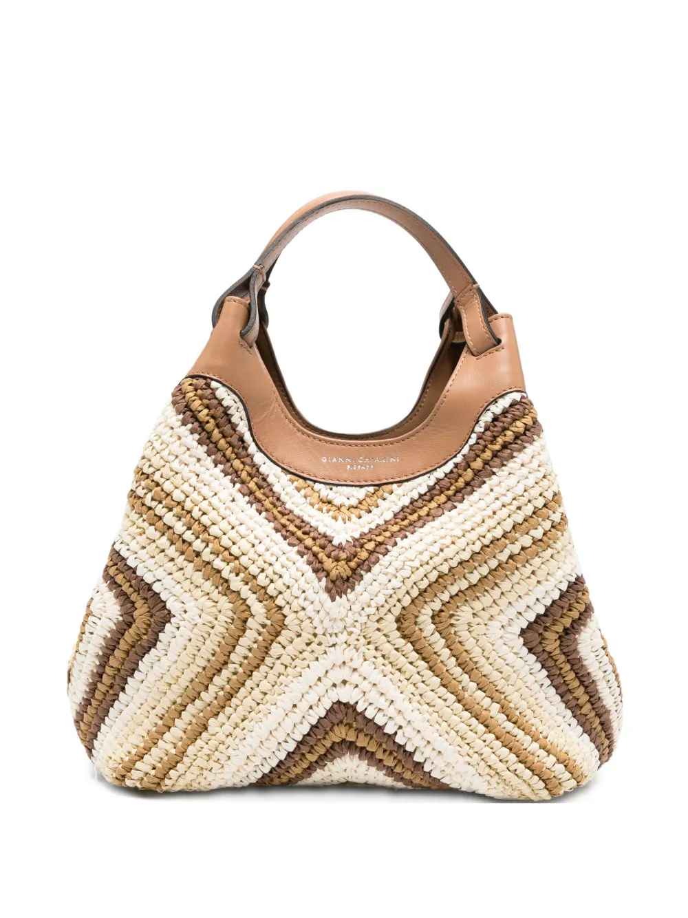 GIANNI CHIARINI Diamix chevron-pattern woven shoulder bag - Bianco