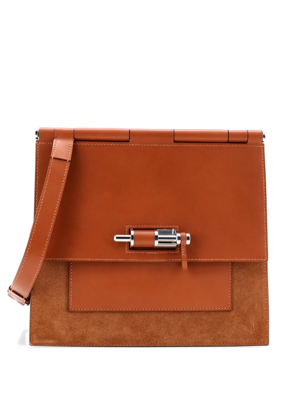 Hermès Pre-Owned Sacabar Doblis Suede and Swift 24 shoulder bag - Marrone