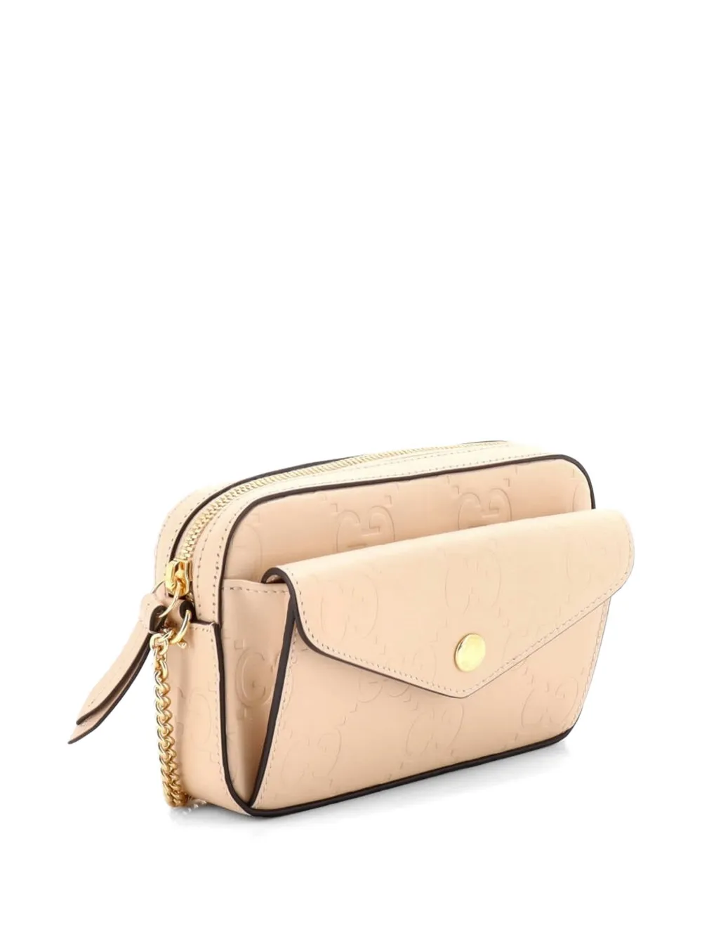  Gucci Pre-owned Bolso De Hombro Front Pocket Chain Jumbo Supermini De Piel Con Gg En Relieve - Neutro 
