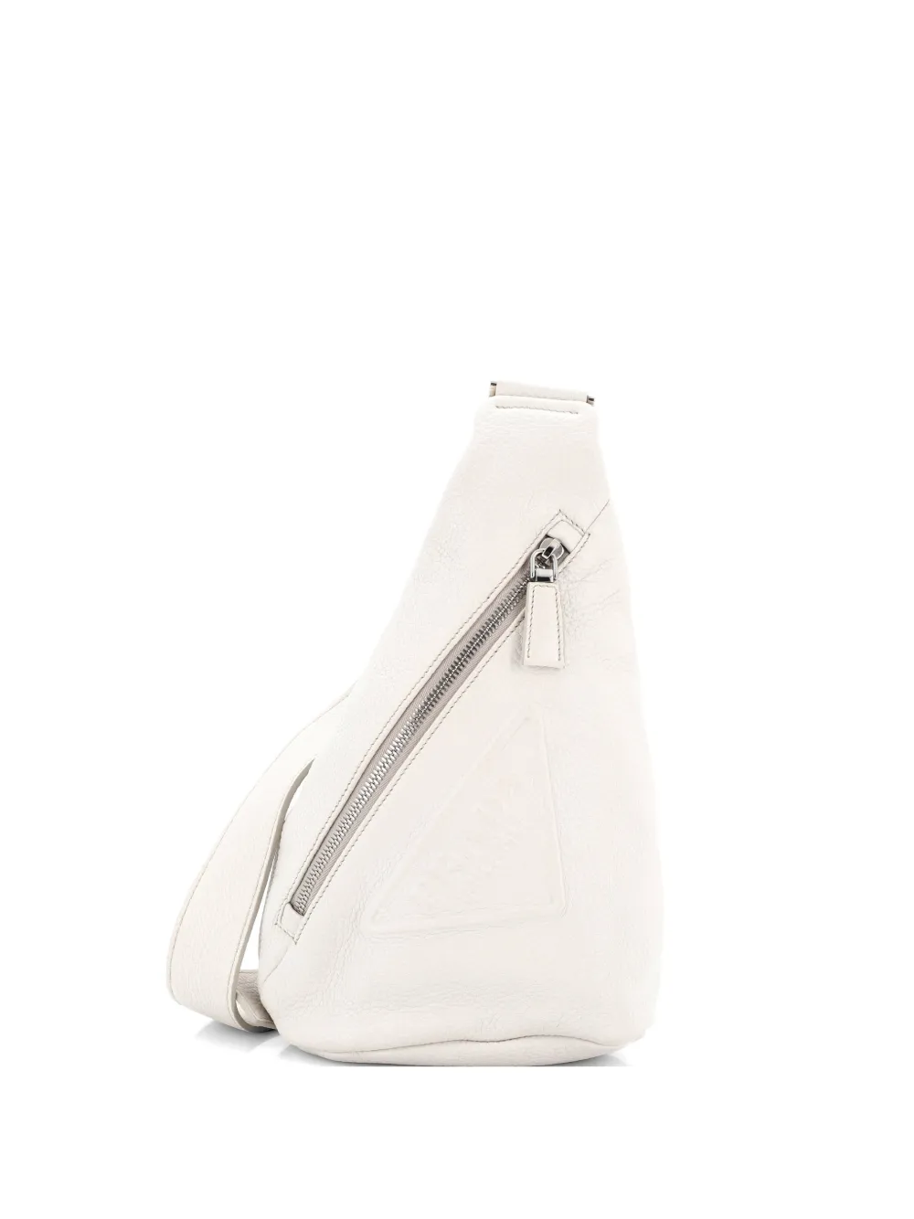 Prada Pre-Owned Triangle Logo Sling Bag Leather backpack - Bianco
