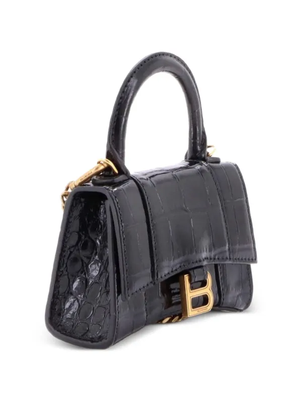 Balenciaga Pre-Owned アワーグラス チェーン トップハンドル クロコ 