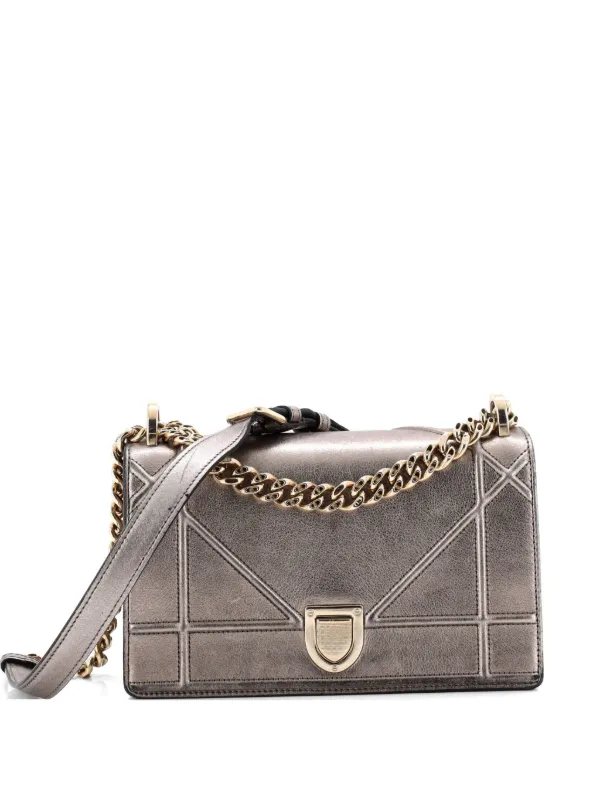 Dior Pre-owned Diorama Flap Bag Lambskin Small Crossbody Bag in Metallic