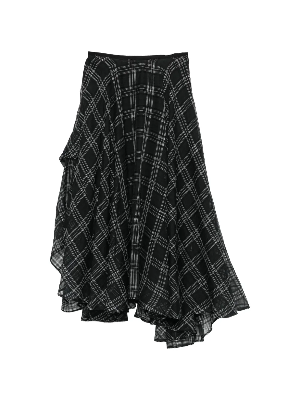 Marc Le Bihan check-pattern asymmetric skirt - Nero