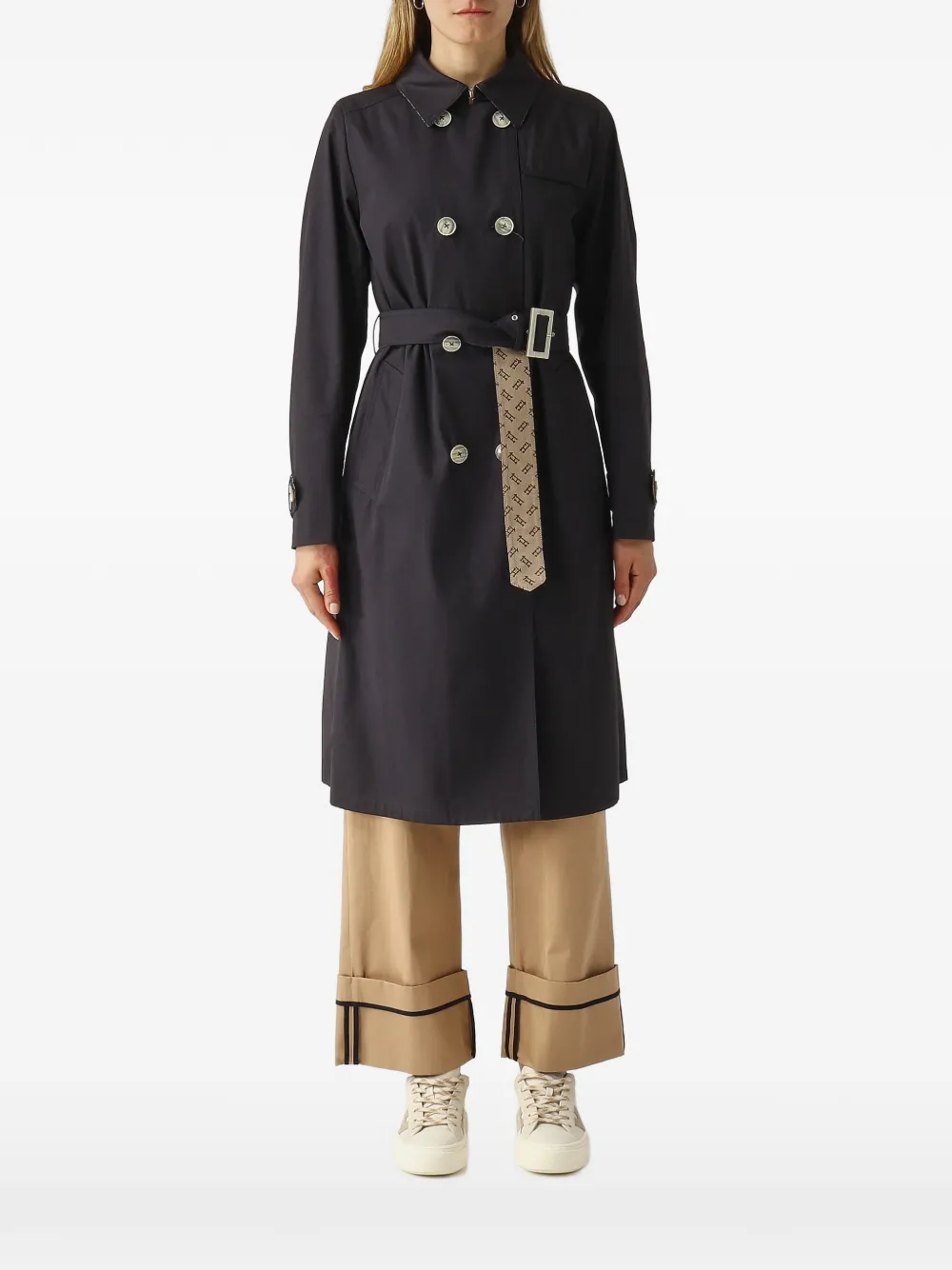 Herno double-breasted belted trench coat - Blu
