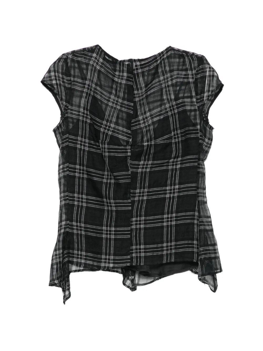 Marc Le Bihan check-pattern sheer blouse - Nero