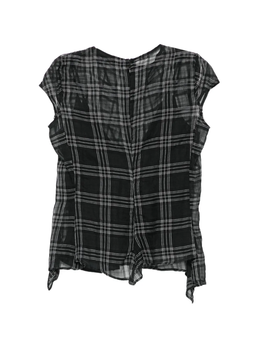 Marc Le Bihan Geruite doorzichtige blouse Zwart