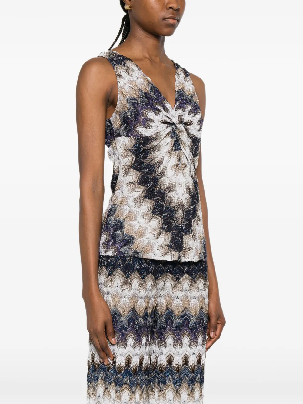 Missoni Top met gedraaid detail en chevron-patroon Blauw
