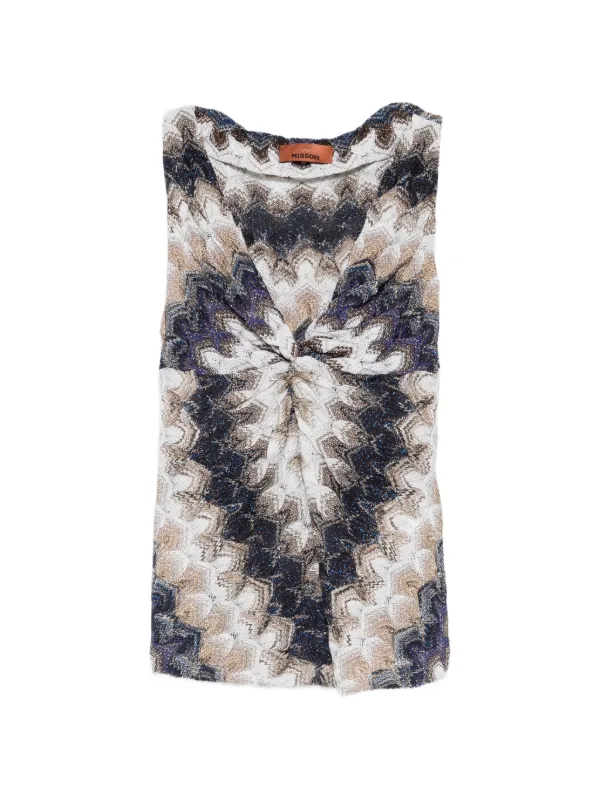 Missoni Chevron-pattern Twist-detail Top in Blue