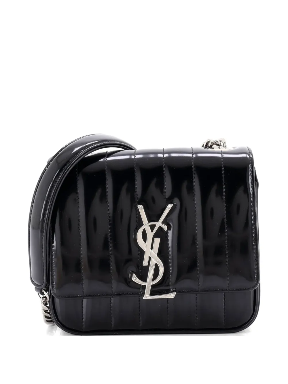 Saint Laurent Pre-Owned Vicky Crossbody Bag Vertical Quilted Patent Small shoulder bag - Schwarz