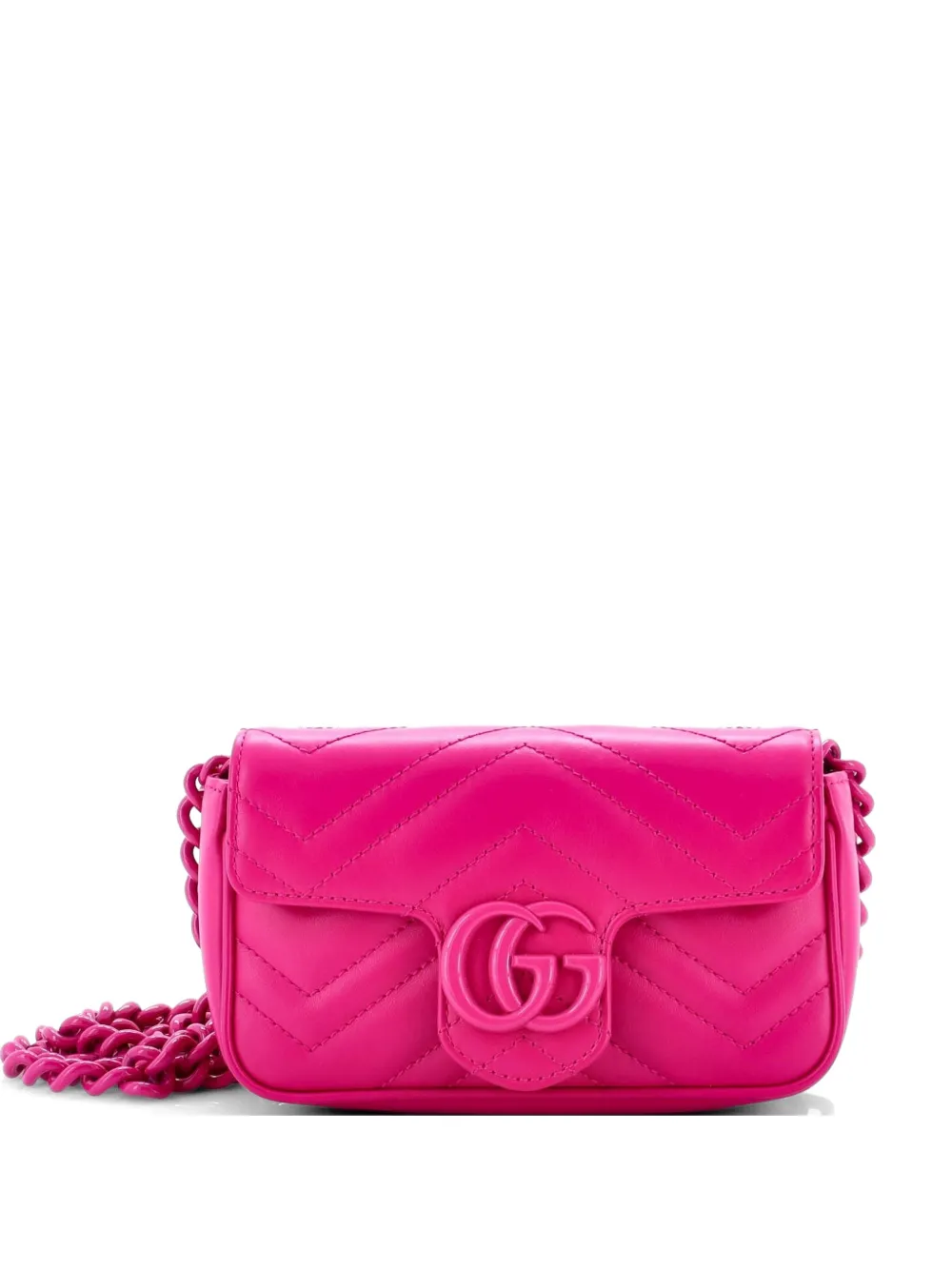 Gucci Pre-Owned GG Marmont Monochrome Flap Bag Matelasse Leather Super Mini crossbody bag - Rosa