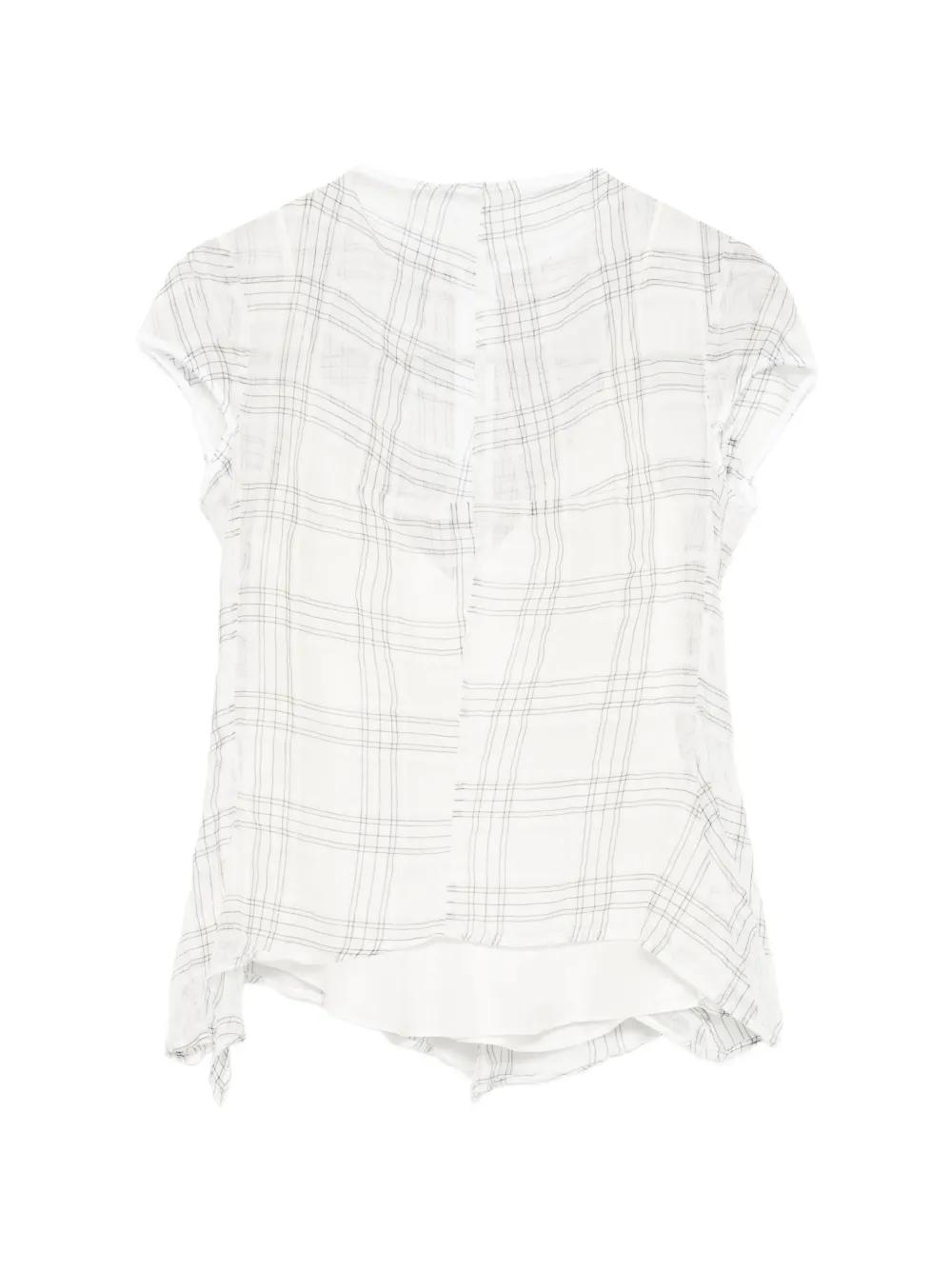 Marc Le Bihan check-pattern sheer blouse - Bianco