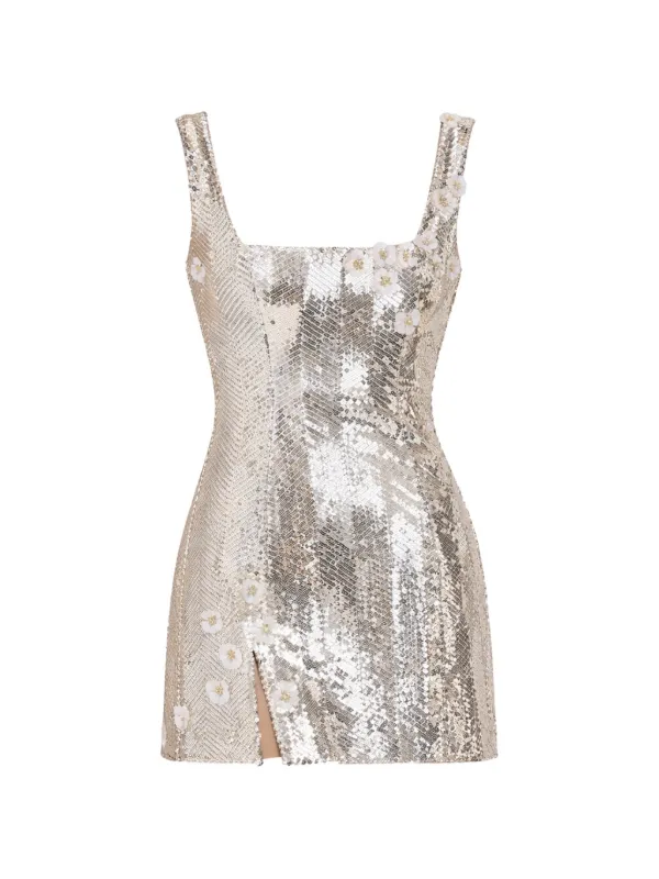 GALIA LAHAV Gaia Floral Embellished Mini Dress | Gold | FARFETCH IE