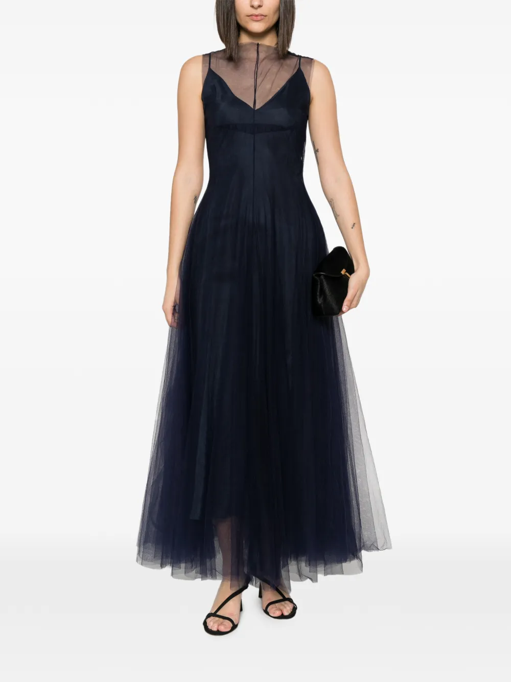 Marc Le Bihan tulle-overlay sleeveless dress - Blu