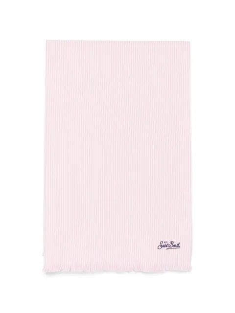 MC2 Saint Barth Foutas Seersucker striped logo-embroidered beach towel