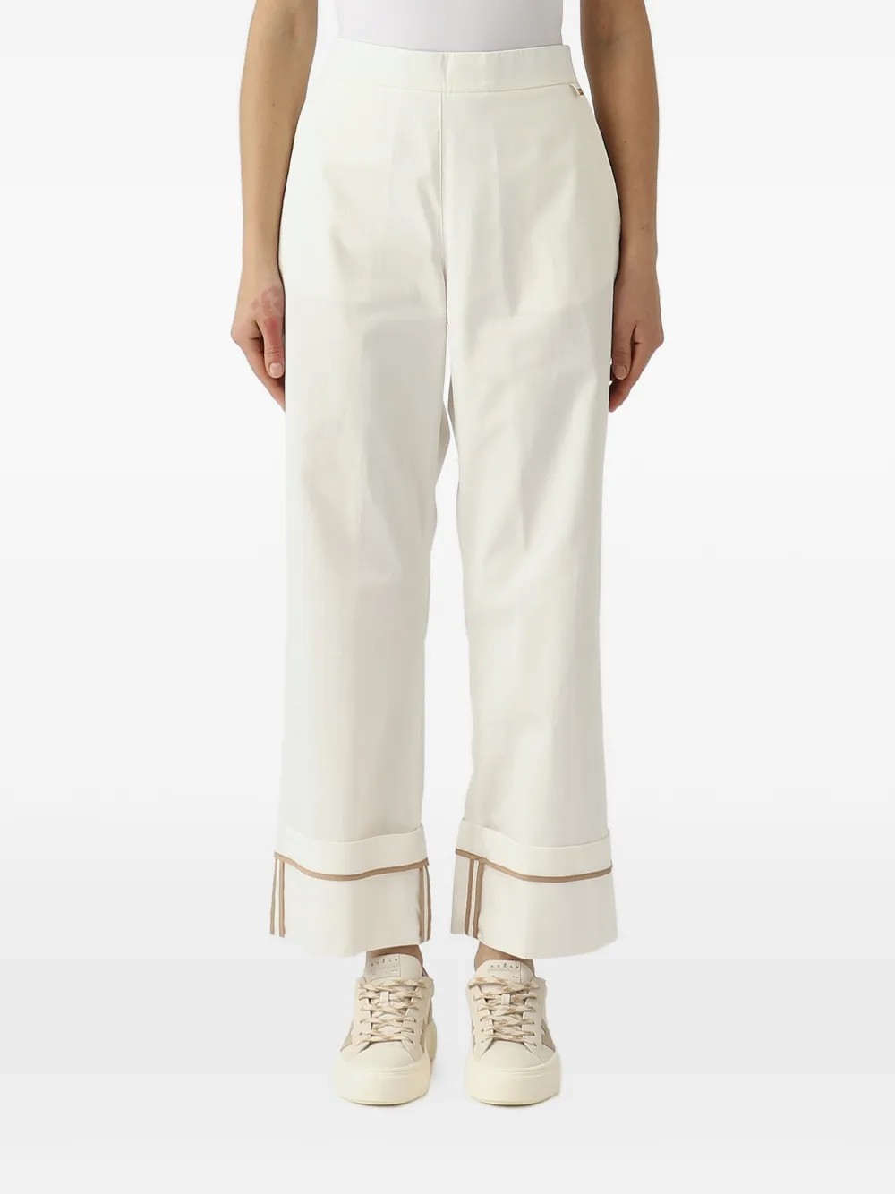 Herno piped-trim turn-up trousers - Toni neutri