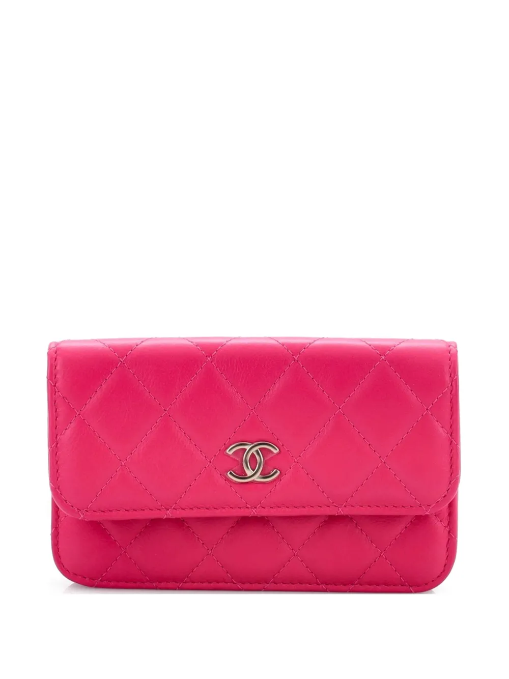 CHANEL Pre-Owned Pearl Strap CC Wallet on Chain Quilted Calfskin Mini crossbody bag - Rosa