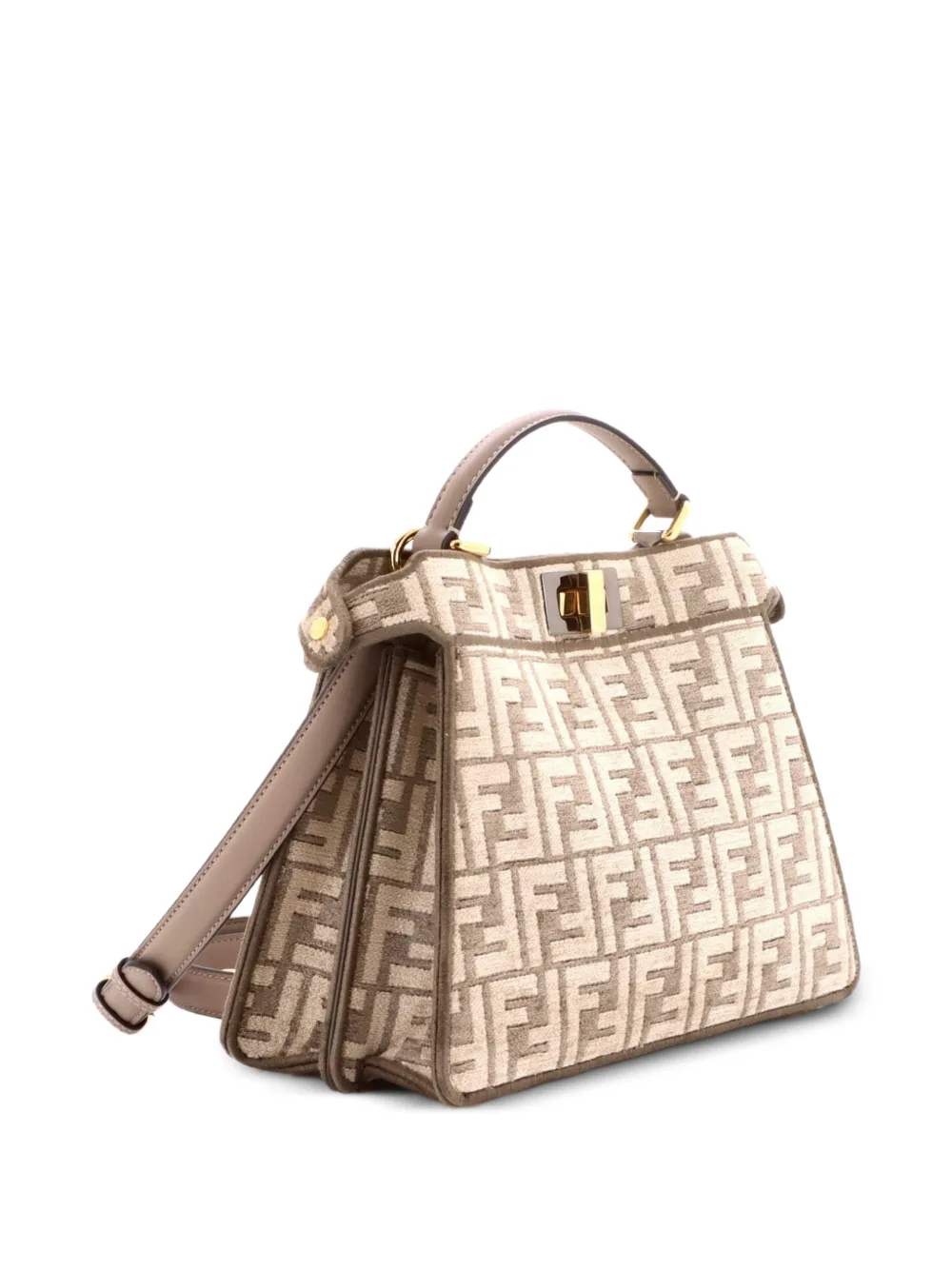  Fendi Pre-owned Bolso Satchel Peekaboo Iseeu Bag Zucca Tapestry Small - Marrón 