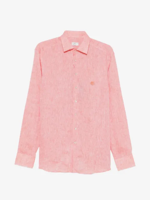ETRO Pegaso-embroidered slub-texture shirt