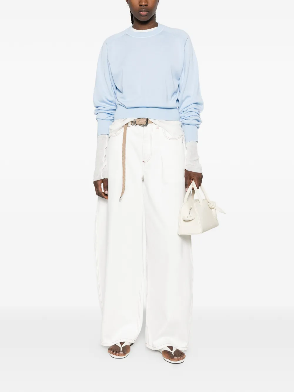 Jacquemus Le Sweater J trui met geborduurd logo en ronde hals Blauw