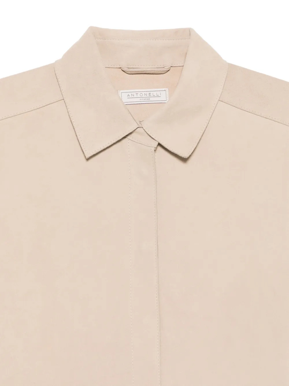 Antonelli Andrew leren overhemd met suède afwerking Beige
