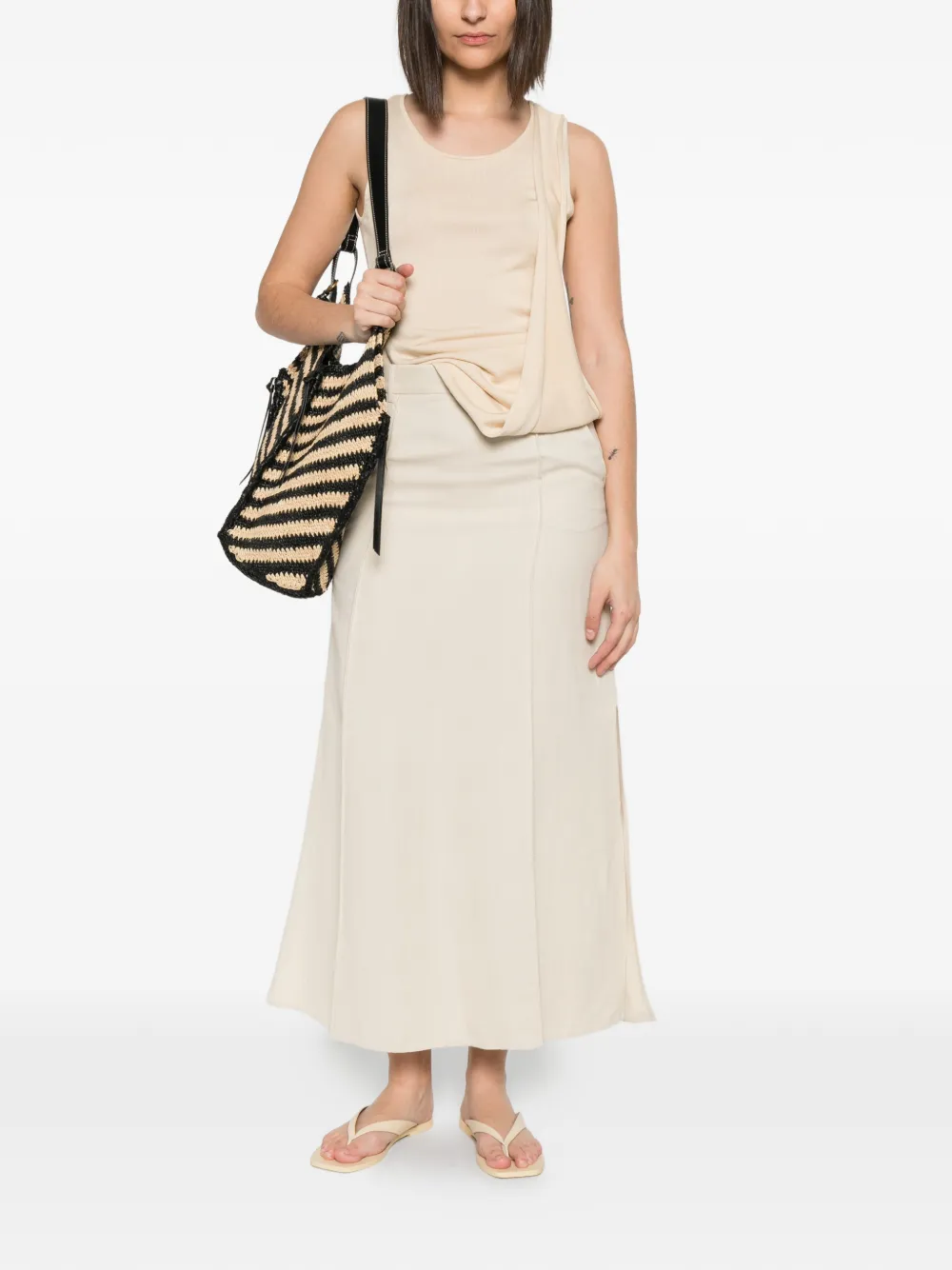 Antonelli Jack midi-rok met A-lijn en vlakken Beige