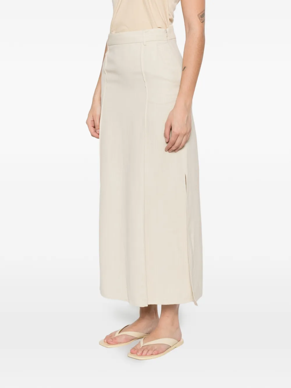 Antonelli Jack midi-rok met A-lijn en vlakken Beige